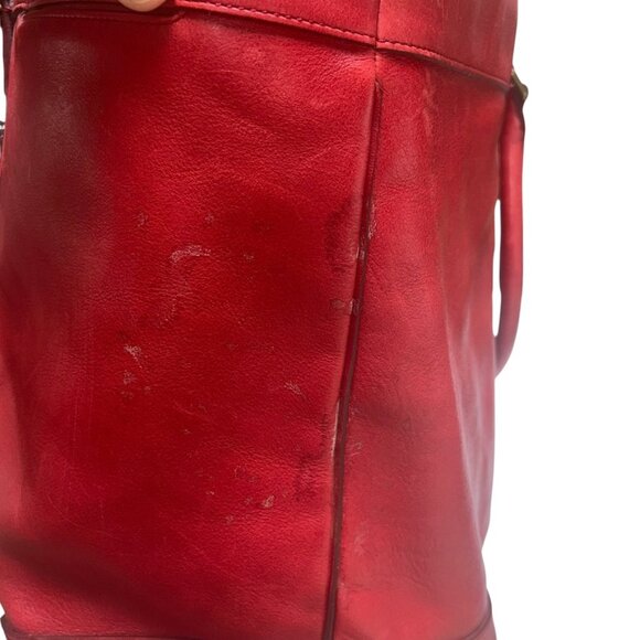 Coach Vintage red saddle leather HUGE weekender travel tote bag - Picture 8 of 10